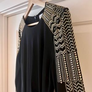 Black Embellished Jersey Dress